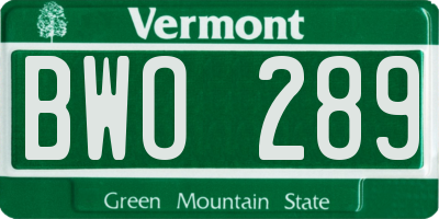 VT license plate BWO289