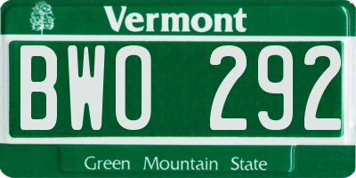 VT license plate BWO292