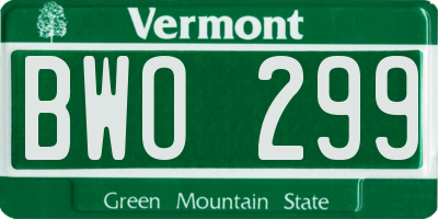 VT license plate BWO299
