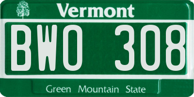 VT license plate BWO308