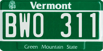 VT license plate BWO311