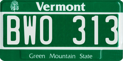 VT license plate BWO313