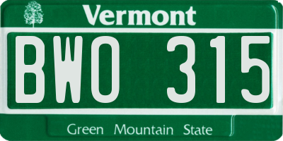 VT license plate BWO315
