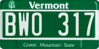 VT license plate BWO317