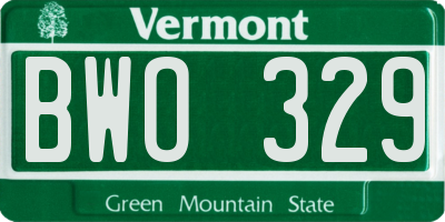 VT license plate BWO329