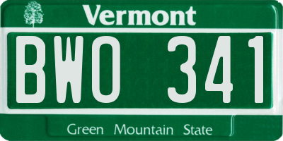 VT license plate BWO341