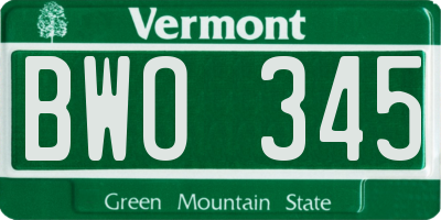 VT license plate BWO345