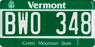 VT license plate BWO348