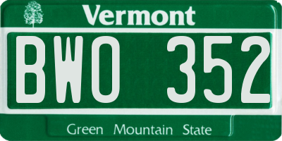 VT license plate BWO352