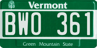 VT license plate BWO361