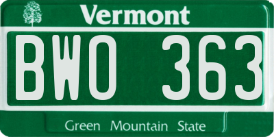 VT license plate BWO363