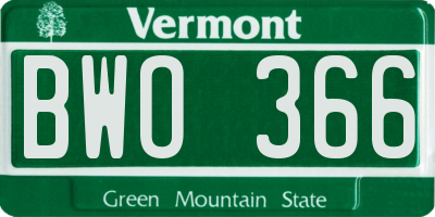 VT license plate BWO366