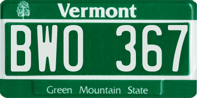 VT license plate BWO367