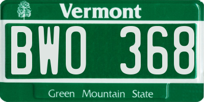 VT license plate BWO368