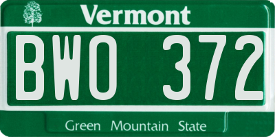 VT license plate BWO372