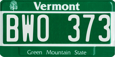 VT license plate BWO373