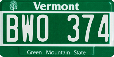 VT license plate BWO374
