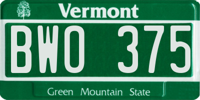 VT license plate BWO375
