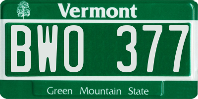 VT license plate BWO377