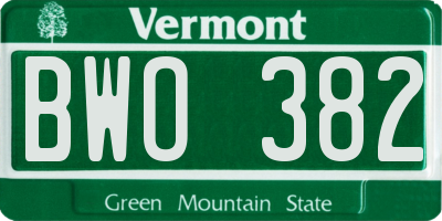 VT license plate BWO382