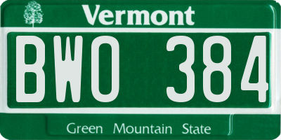 VT license plate BWO384