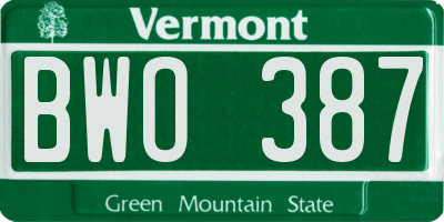 VT license plate BWO387