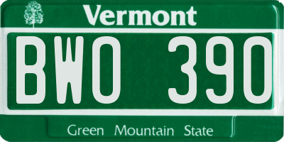 VT license plate BWO390