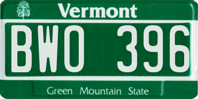VT license plate BWO396