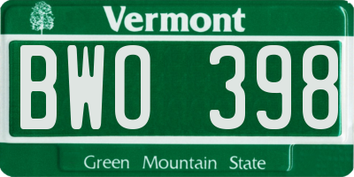 VT license plate BWO398