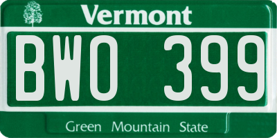 VT license plate BWO399