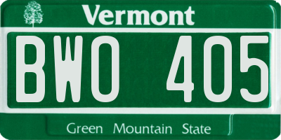 VT license plate BWO405