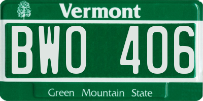 VT license plate BWO406