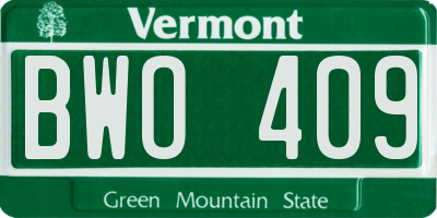 VT license plate BWO409
