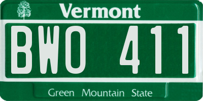 VT license plate BWO411
