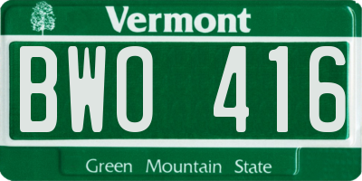 VT license plate BWO416