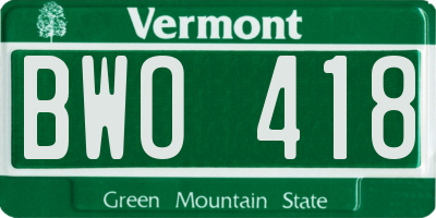 VT license plate BWO418