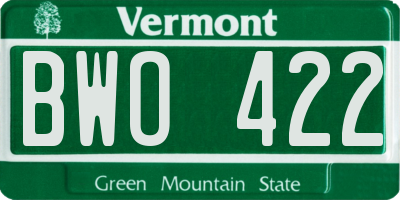 VT license plate BWO422