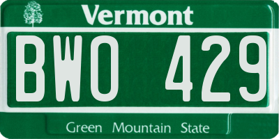 VT license plate BWO429