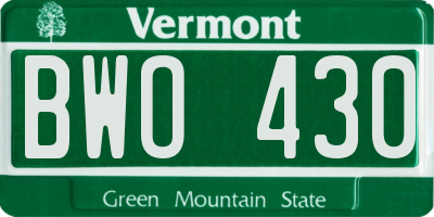 VT license plate BWO430