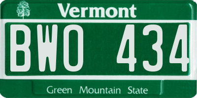 VT license plate BWO434