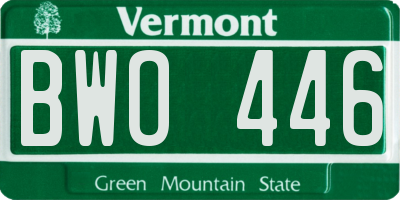 VT license plate BWO446