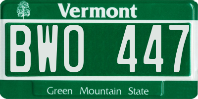 VT license plate BWO447
