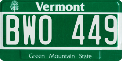 VT license plate BWO449