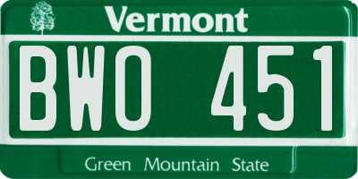 VT license plate BWO451