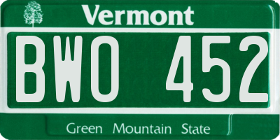 VT license plate BWO452