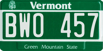 VT license plate BWO457