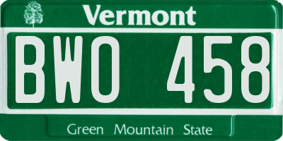VT license plate BWO458