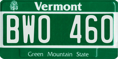 VT license plate BWO460