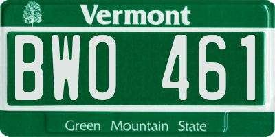 VT license plate BWO461
