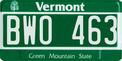 VT license plate BWO463